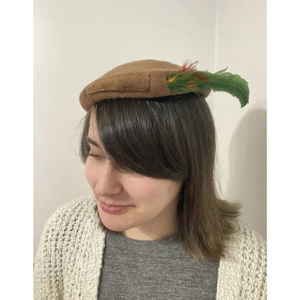 Vintage 1950’s Ladies Imported Alaskan Fur Pillbox Fascinator Hat Miss Howes
